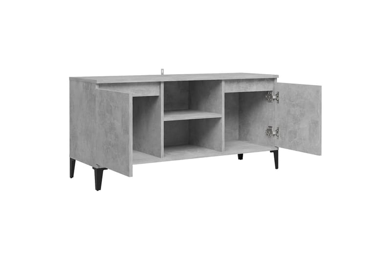 TV-benk med metallben betonggrå 103,5x35x50 cm - Grå - Møbler - Mediamøbel & tv møbel - TV-benk & mediabenk