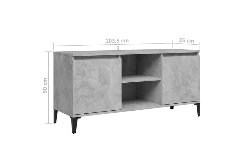TV-benk med metallben betonggrå 103,5x35x50 cm - Grå - Møbler - Mediamøbel & tv møbel - TV-benk & mediabenk