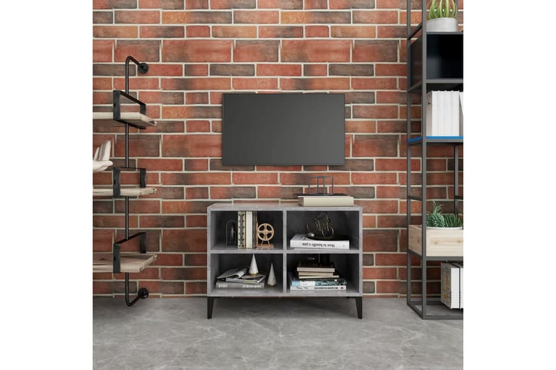 TV-benk med metallben betonggrå 69,5x30x50 cm - Grå - Møbler - Mediamøbel & tv møbel - TV-benk & mediabenk