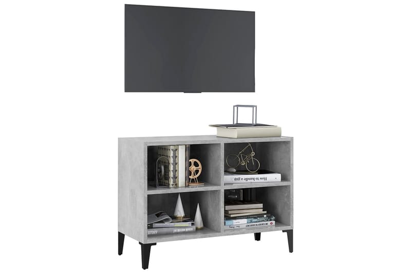 TV-benk med metallben betonggrå 69,5x30x50 cm - Grå - Møbler - Mediamøbel & tv møbel - TV-benk & mediabenk