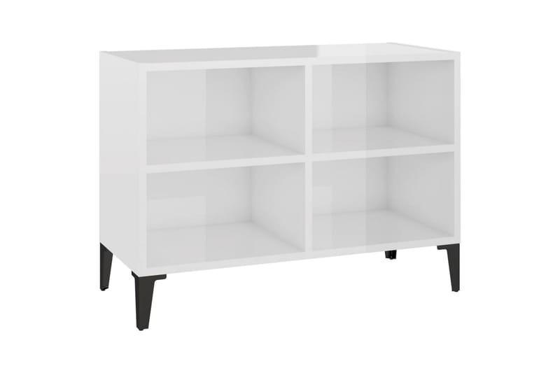 TV-benk med metallben höyglans hvit 69,5x30x50 cm - Hvit - Møbler - Mediamøbel & tv møbel - TV-benk & mediabenk