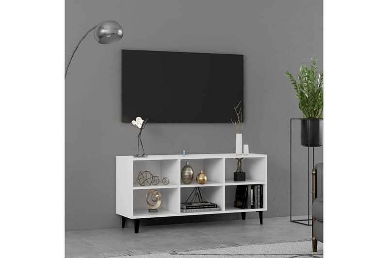 TV-benk med metallben hvit 103,5x30x50 cm - Hvit - Møbler - Mediamøbel & tv møbel - TV-benk & mediabenk