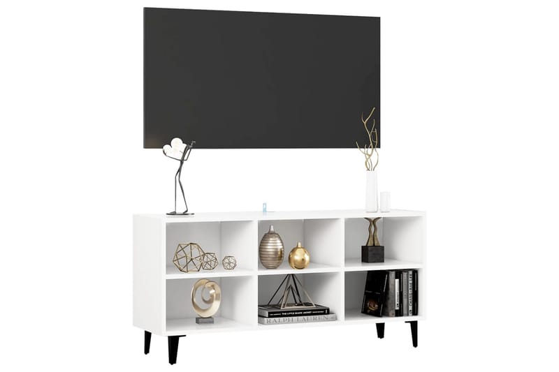 TV-benk med metallben hvit 103,5x30x50 cm - Hvit - Møbler - Mediamøbel & tv møbel - TV-benk & mediabenk