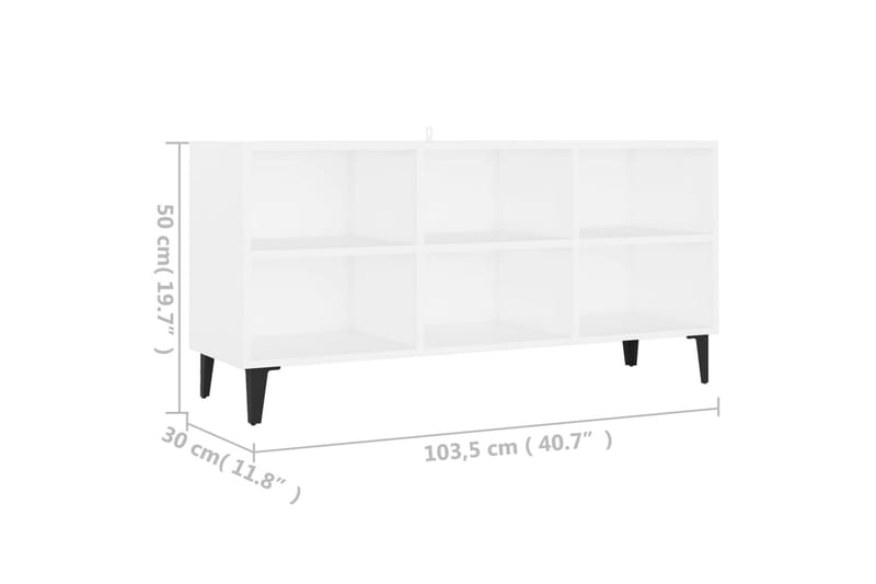 TV-benk med metallben hvit 103,5x30x50 cm - Hvit - Møbler - Mediamøbel & tv møbel - TV-benk & mediabenk
