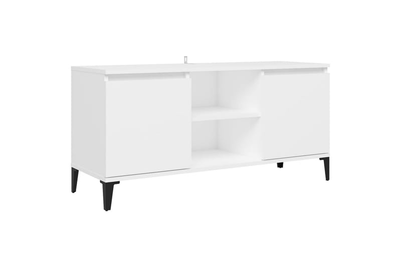 TV-benk med metallben hvit 103,5x35x50 cm - Hvit - Møbler - Mediamøbel & tv møbel - TV-benk & mediabenk