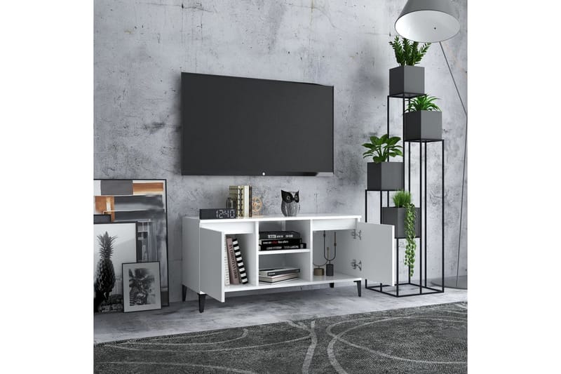 TV-benk med metallben hvit 103,5x35x50 cm - Hvit - TV-benk & mediabenk