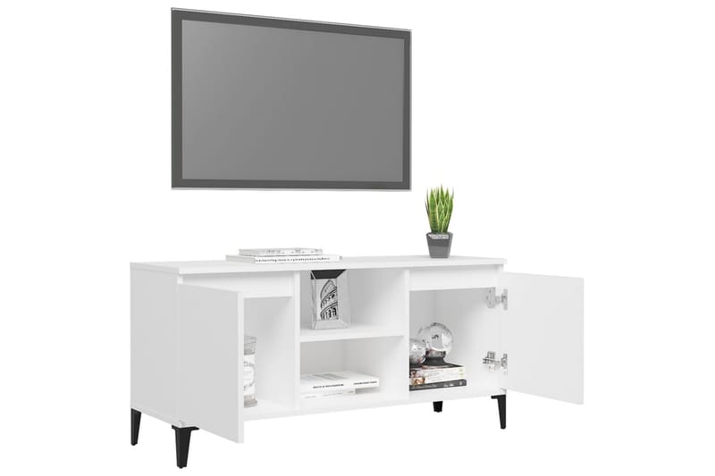 TV-benk med metallben hvit 103,5x35x50 cm - Hvit - TV-benk & mediabenk