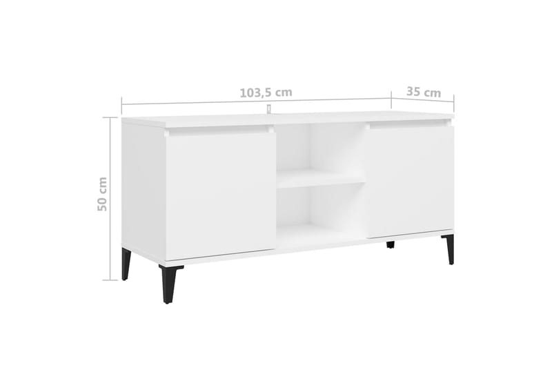 TV-benk med metallben hvit 103,5x35x50 cm - Hvit - TV-benk & mediabenk