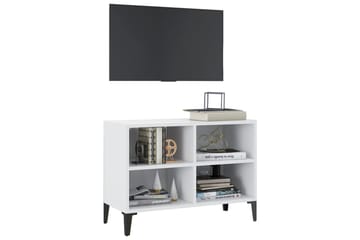 TV-benk med metallben hvit 69,5x30x50 cm - Hvit - Møbler - Mediamøbel & tv møbel - TV-benk & mediabenk
