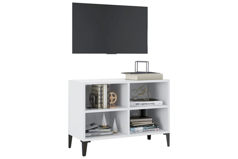 TV-benk med metallben hvit 69,5x30x50 cm - Hvit - Møbler - Mediamøbel & tv møbel - TV-benk & mediabenk