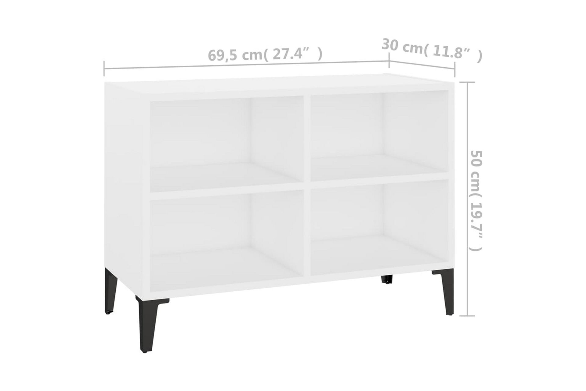 TV-benk med metallben hvit 69,5x30x50 cm - Hvit - Møbler - Mediamøbel & tv møbel - TV-benk & mediabenk