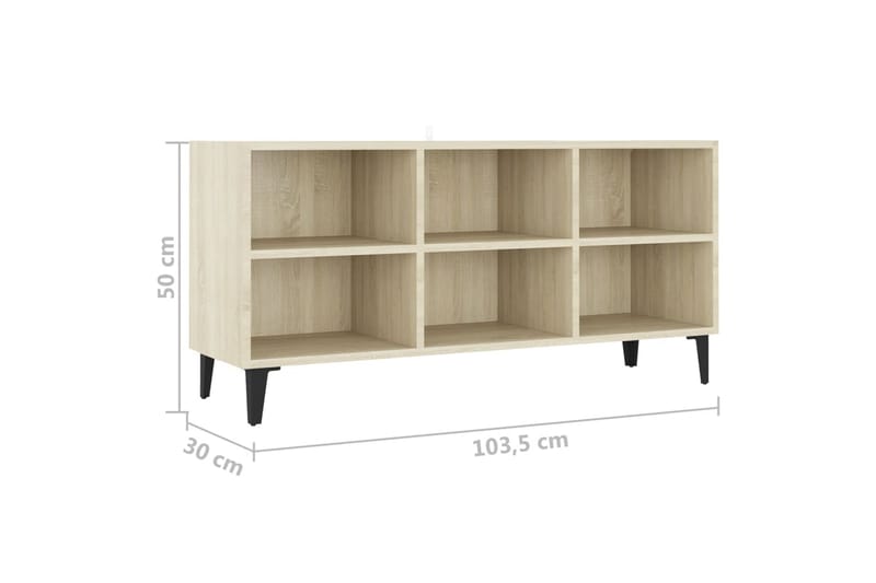 TV-benk med metallben sonoma eik 103,5x30x50 cm - Brun - Møbler - Mediamøbel & tv møbel - TV-benk & mediabenk