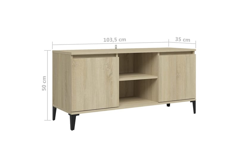 TV-benk med metallben sonoma eik 103,5x35x50 cm - Brun - TV-benk & mediabenk