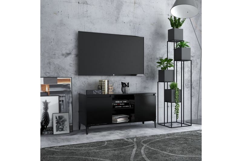 TV-benk med metallben svart 103,5x35x50 cm - Svart - Møbler - Mediamøbel & tv møbel - TV-benk & mediabenk