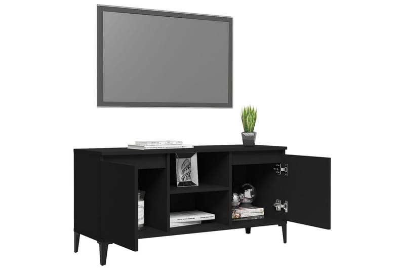 TV-benk med metallben svart 103,5x35x50 cm - Svart - TV-benk & mediabenk