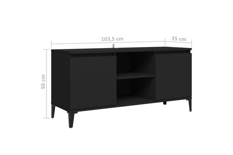 TV-benk med metallben svart 103,5x35x50 cm - Svart - Møbler - Mediamøbel & tv møbel - TV-benk & mediabenk