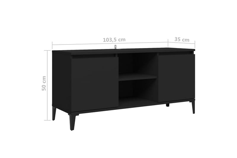 TV-benk med metallben svart 103,5x35x50 cm - Svart - TV-benk & mediabenk