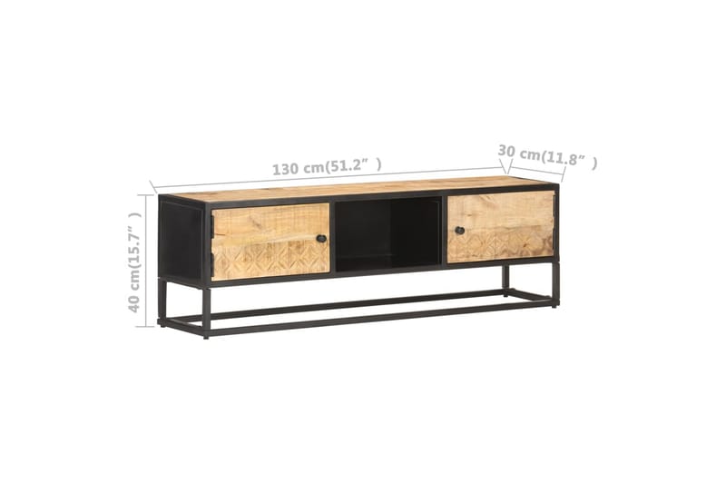 TV-benk med utskåret dør 130x30x40 cm grovt mangotre - Møbler - Mediamøbel & tv møbel - TV-benk & mediabenk