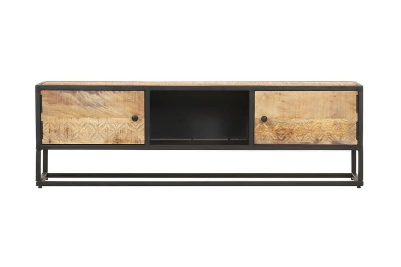 TV-benk med utskåret dør 130x30x40 cm grovt mangotre - Møbler - Mediamøbel & tv møbel - TV-benk & mediabenk