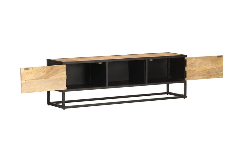 TV-benk med utskåret dør 130x30x40 cm grovt mangotre - Møbler - Mediamøbel & tv møbel - TV-benk & mediabenk