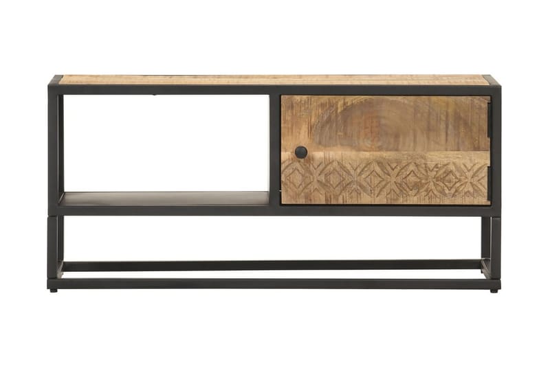 TV-benk med utskåret dør 90x30x40 cm grovt mangotre - Møbler - Mediamøbel & tv møbel - TV-benk & mediabenk