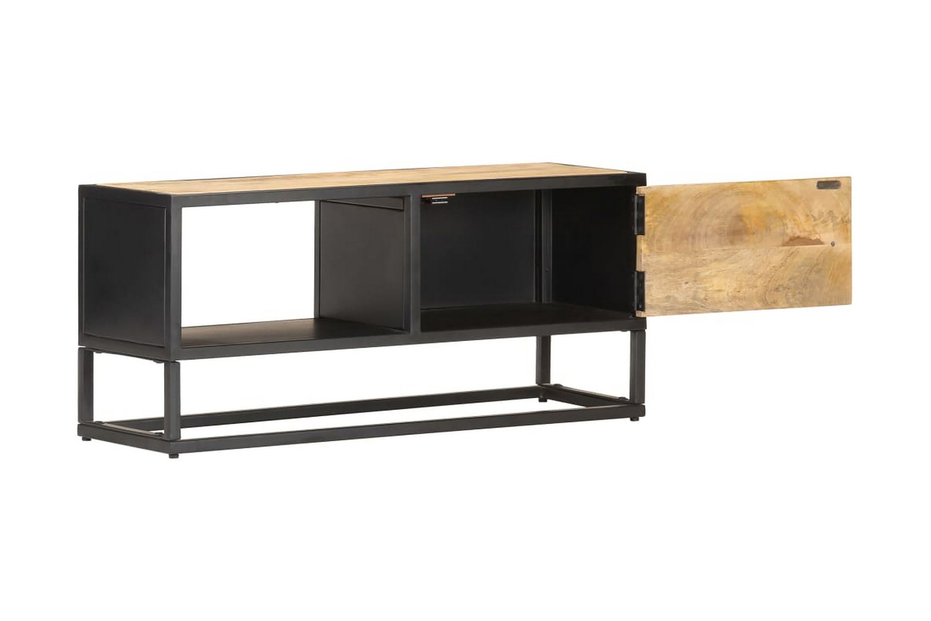 TV-benk med utskåret dør 90x30x40 cm grovt mangotre - Møbler - Mediamøbel & tv møbel - TV-benk & mediabenk