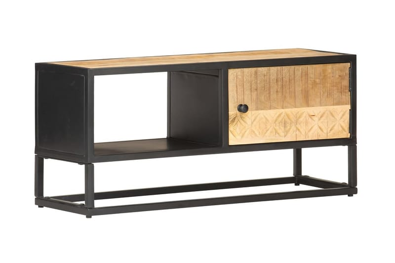 TV-benk med utskåret dør 90x30x40 cm grovt mangotre - Møbler - Mediamøbel & tv møbel - TV-benk & mediabenk