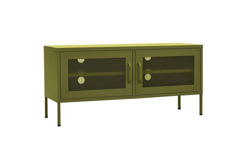 TV-benk olivengrønn 105x35x50 cm stål - grønn - Møbler - Mediamøbel & tv møbel - TV-benk & mediabenk