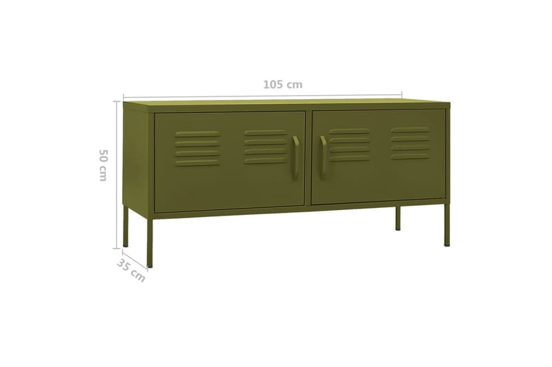 TV-benk olivengrønn 105x35x50 cm stål - grønn - Møbler - Mediamøbel & tv møbel - TV-benk & mediabenk