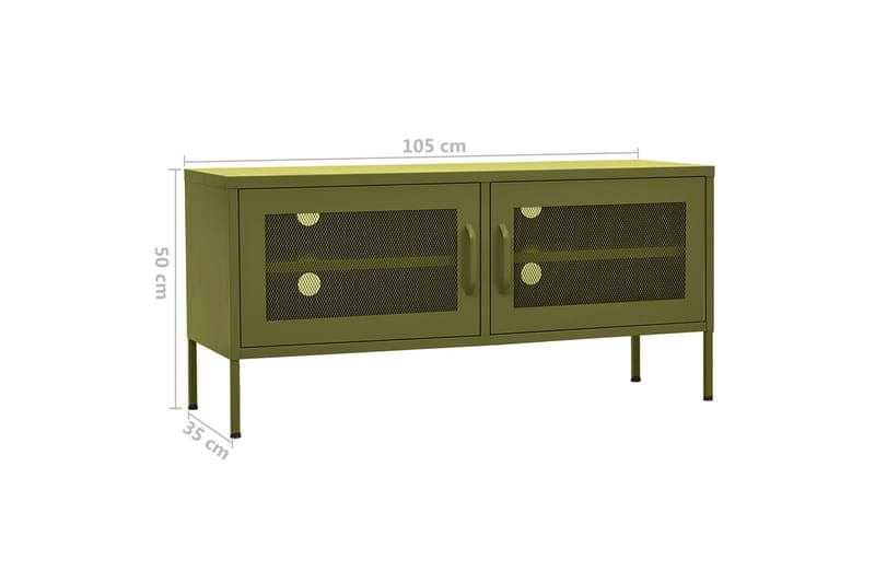 TV-benk olivengrønn 105x35x50 cm stål - grønn - Møbler - Mediamøbel & tv møbel - TV-benk & mediabenk