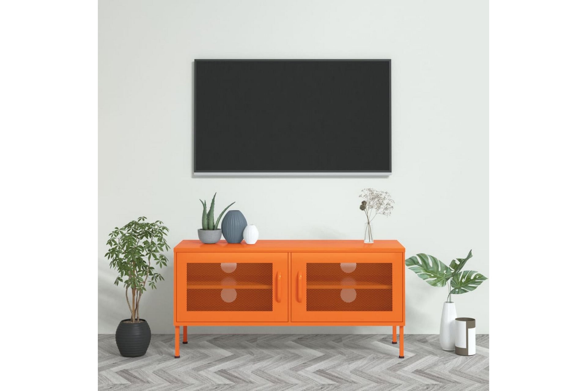 TV-benk oransje 105x35x50 cm stål - Oransj - Møbler - Mediamøbel & tv møbel - TV-benk & mediabenk