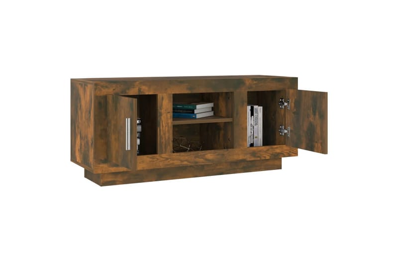 TV-benk røkt eik 102x35x45 cm konstruert tre - Brun - Møbler - Mediamøbel & tv møbel - TV-benk & mediabenk