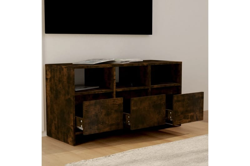 TV-benk røkt eik 102x37,5x52,5 cm sponplate - Brun - Møbler - Mediamøbel & tv møbel - TV-benk & mediabenk