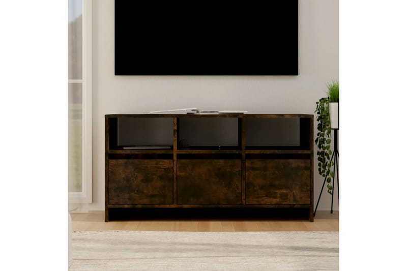 TV-benk røkt eik 102x37,5x52,5 cm sponplate - Brun - Møbler - Mediamøbel & tv møbel - TV-benk & mediabenk