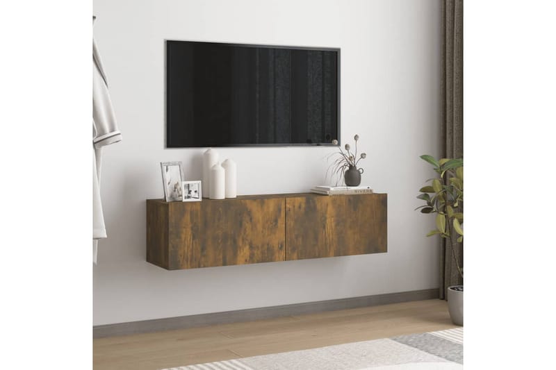 TV-benk røkt eik 120x30x30 cm konstruert tre - Brun - Møbler - Mediamøbel & tv møbel - TV-benk & mediabenk