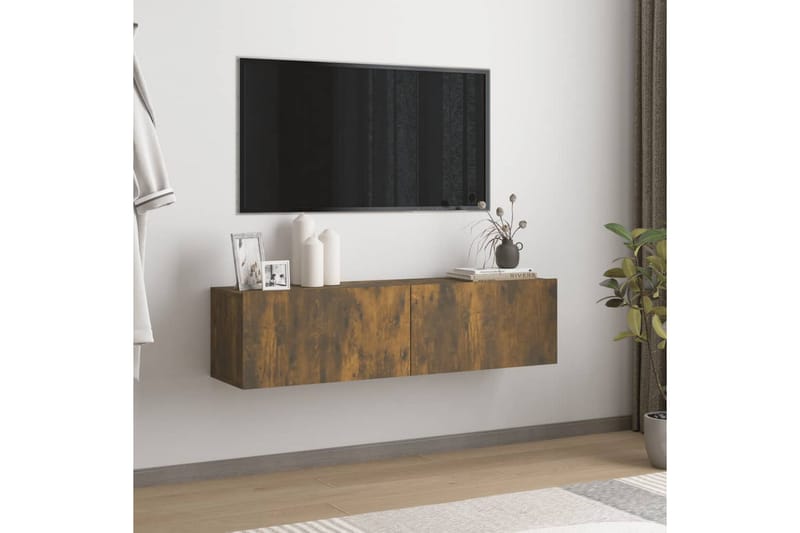 TV-benk røkt eik 120x30x30 cm konstruert tre - Brun - TV-benk & mediabenk