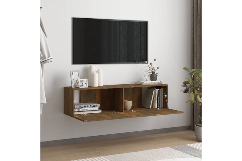 TV-benk røkt eik 120x30x30 cm konstruert tre - Brun - Møbler - Mediamøbel & tv møbel - TV-benk & mediabenk