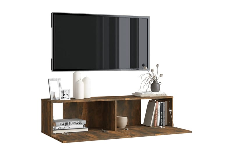 TV-benk røkt eik 120x30x30 cm konstruert tre - Brun - Møbler - Mediamøbel & tv møbel - TV-benk & mediabenk