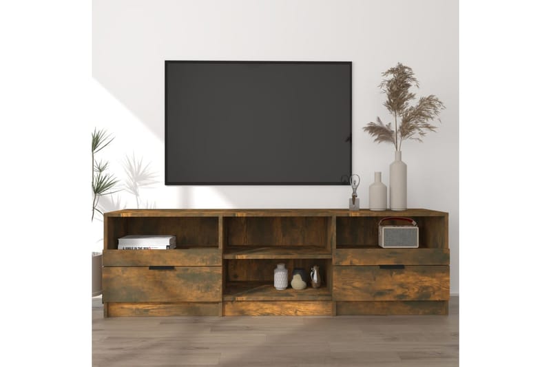 TV-benk røkt eik 150x33,5x45 cm konstruert tre - Brun - Møbler - Mediamøbel & tv møbel - TV-benk & mediabenk