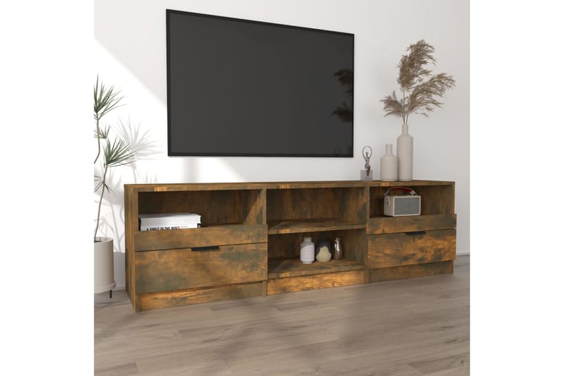 TV-benk røkt eik 150x33,5x45 cm konstruert tre - Brun - Møbler - Mediamøbel & tv møbel - TV-benk & mediabenk