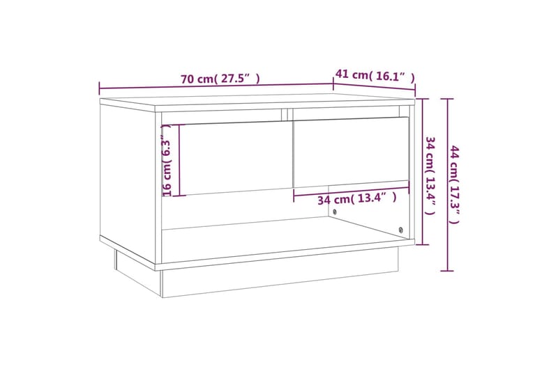 TV-benk røkt eik 70x41x44 cm sponplate - Brun - TV-benk & mediabenk