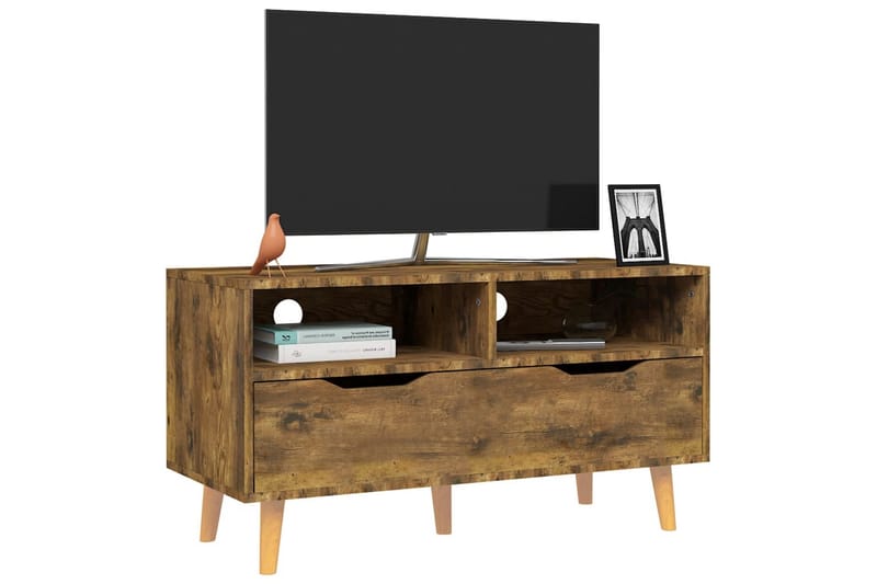 TV-benk røkt eik 90x40x48,5 cm sponplate - Brun - Møbler - Mediamøbel & tv møbel - TV-benk & mediabenk