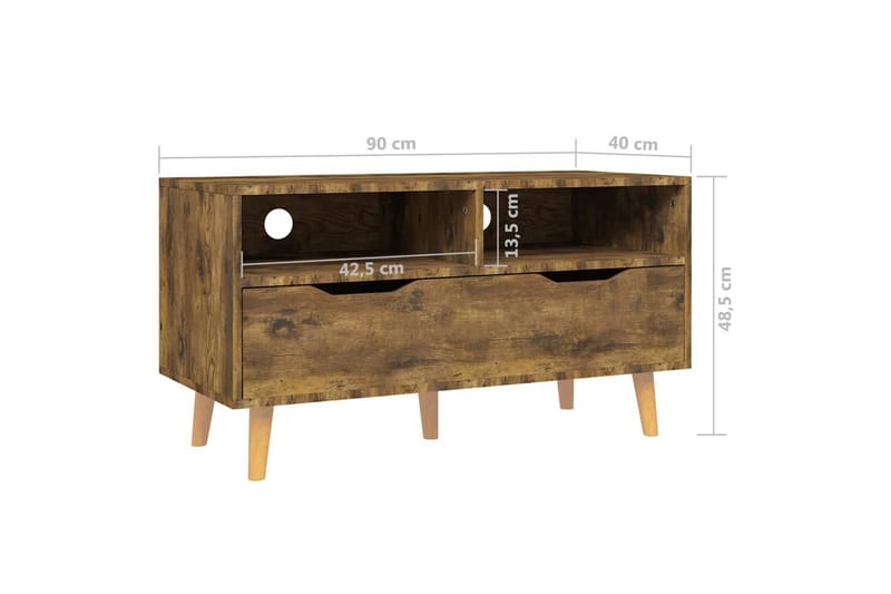 TV-benk røkt eik 90x40x48,5 cm sponplate - Brun - Møbler - Mediamøbel & tv møbel - TV-benk & mediabenk