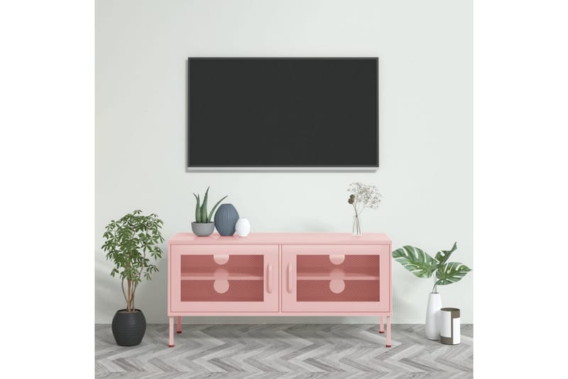 TV-benk rosa 105x35x50 cm stål - Rosa - Møbler - Mediamøbel & tv møbel - TV-benk & mediabenk
