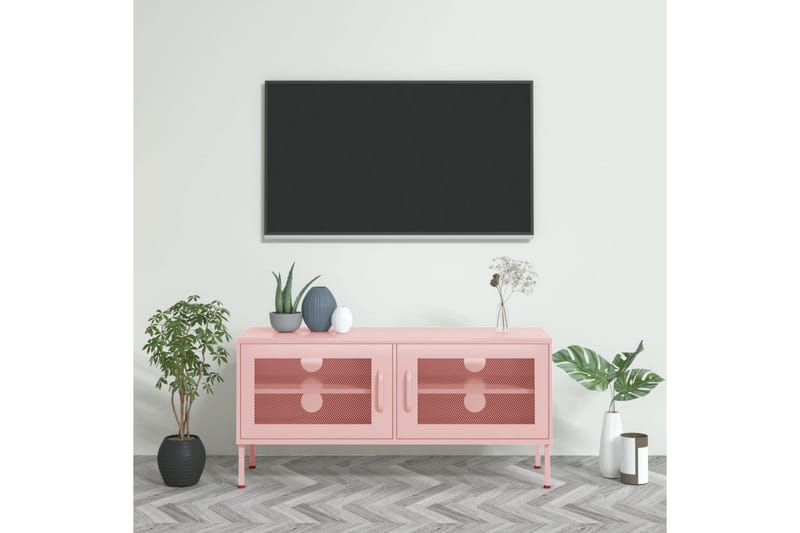 TV-benk rosa 105x35x50 cm stål - Rosa - TV-benk & mediabenk