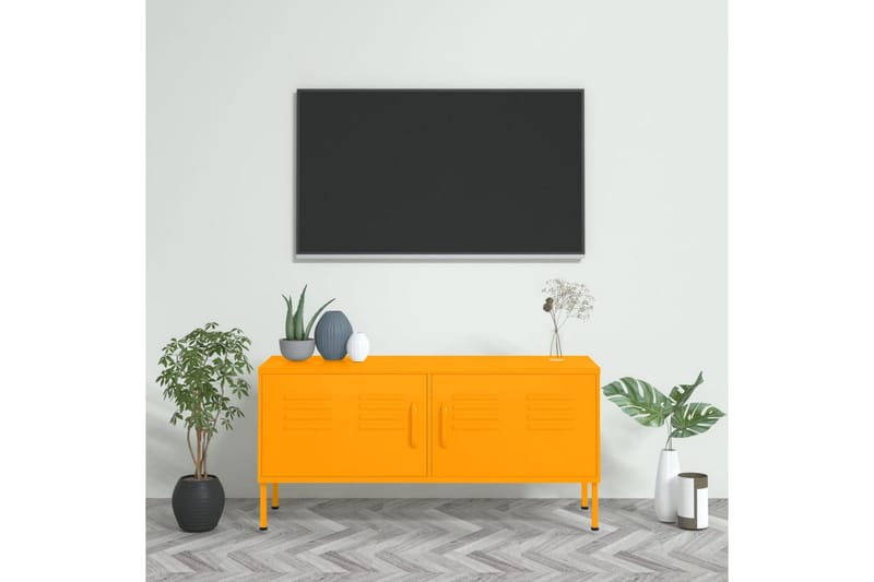 TV-benk sennepsgul 105x35x50 cm stål - Gul - TV-benk & mediabenk