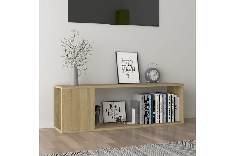 TV-benk sonoma eik 100x24x32 cm sponplate - Brun - Møbler - Mediamøbel & tv møbel - TV-benk & mediabenk