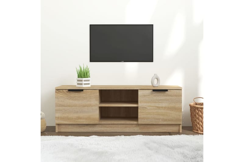 TV-benk sonoma eik 102x35x36,5 cm konstruert tre - Brun - Møbler - Mediamøbel & tv møbel - TV-benk & mediabenk
