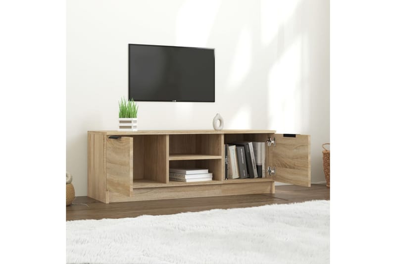 TV-benk sonoma eik 102x35x36,5 cm konstruert tre - Brun - Møbler - Mediamøbel & tv møbel - TV-benk & mediabenk