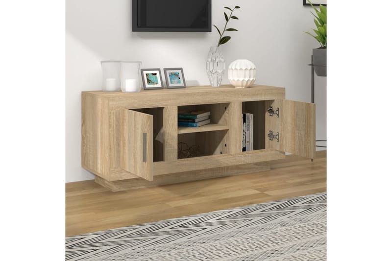 TV-benk sonoma eik 102x35x45 cm konstruert tre - Brun - Møbler - Mediamøbel & tv møbel - TV-benk & mediabenk